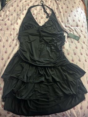Black Halter Ruffle dress